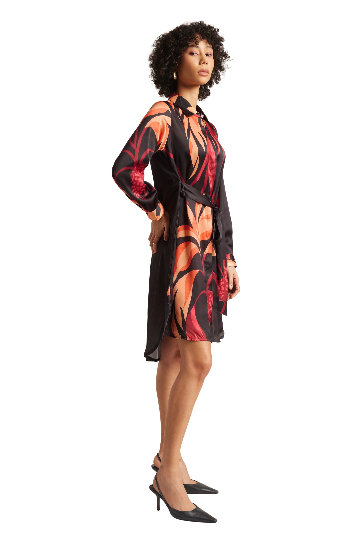 Zaccai Women's Black Satin Abstract Dress - Distacart