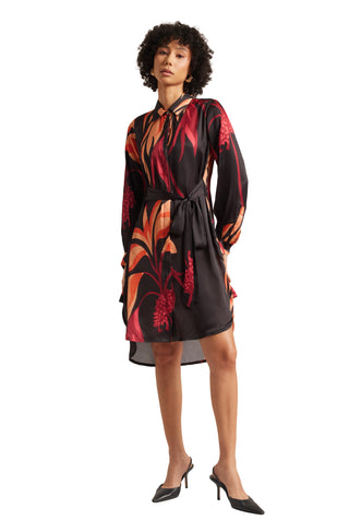 Zaccai Women's Black Satin Abstract Dress - Distacart