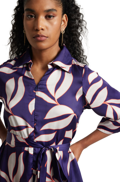 Zaccai Women's Purple Satin Abstract Jumpsuit - Distacart