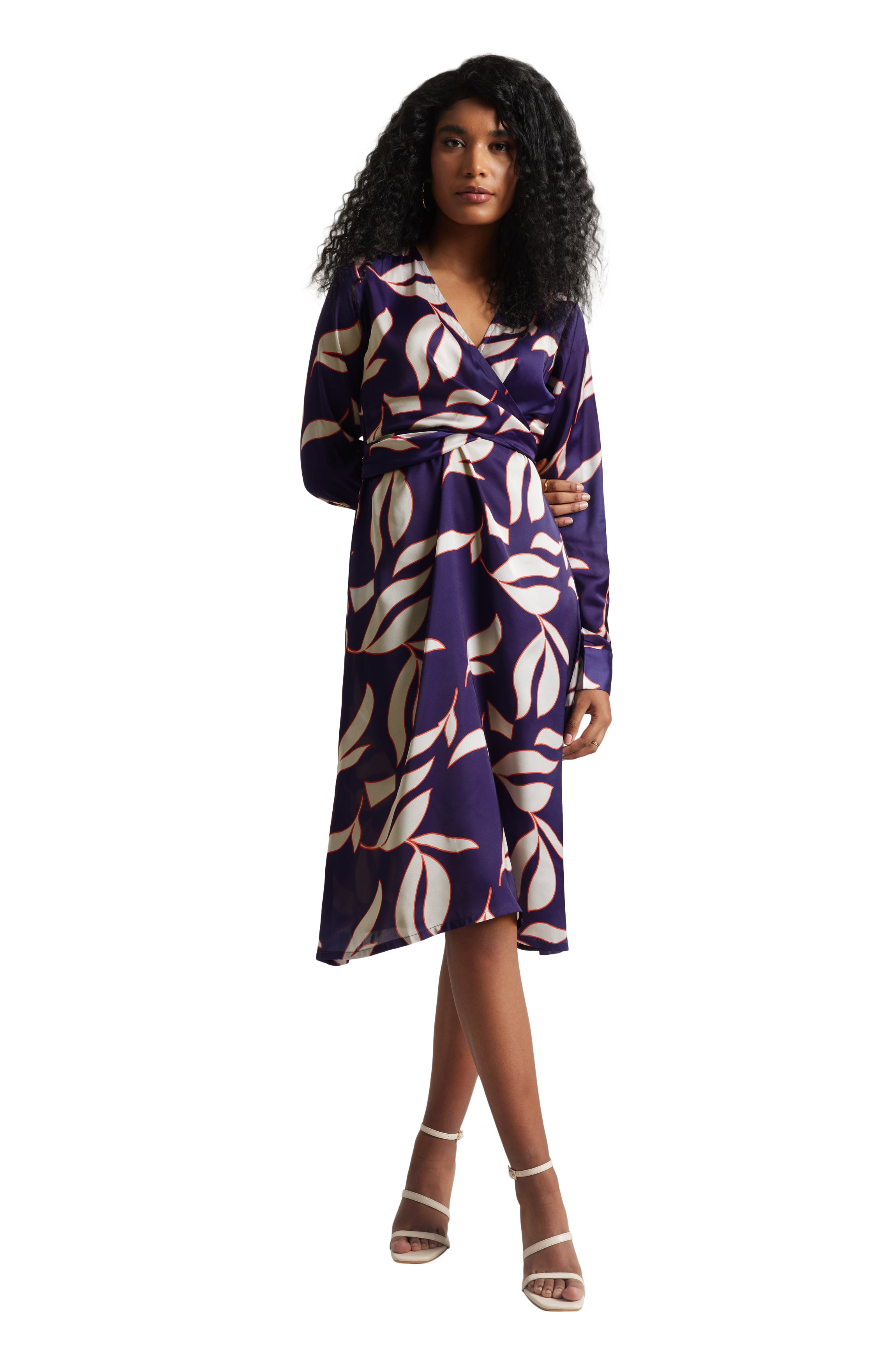 Zaccai Women's Purple Satin Abstract Dress - Distacart