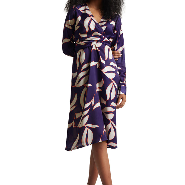 Zaccai Women's Purple Satin Abstract Dress - Distacart