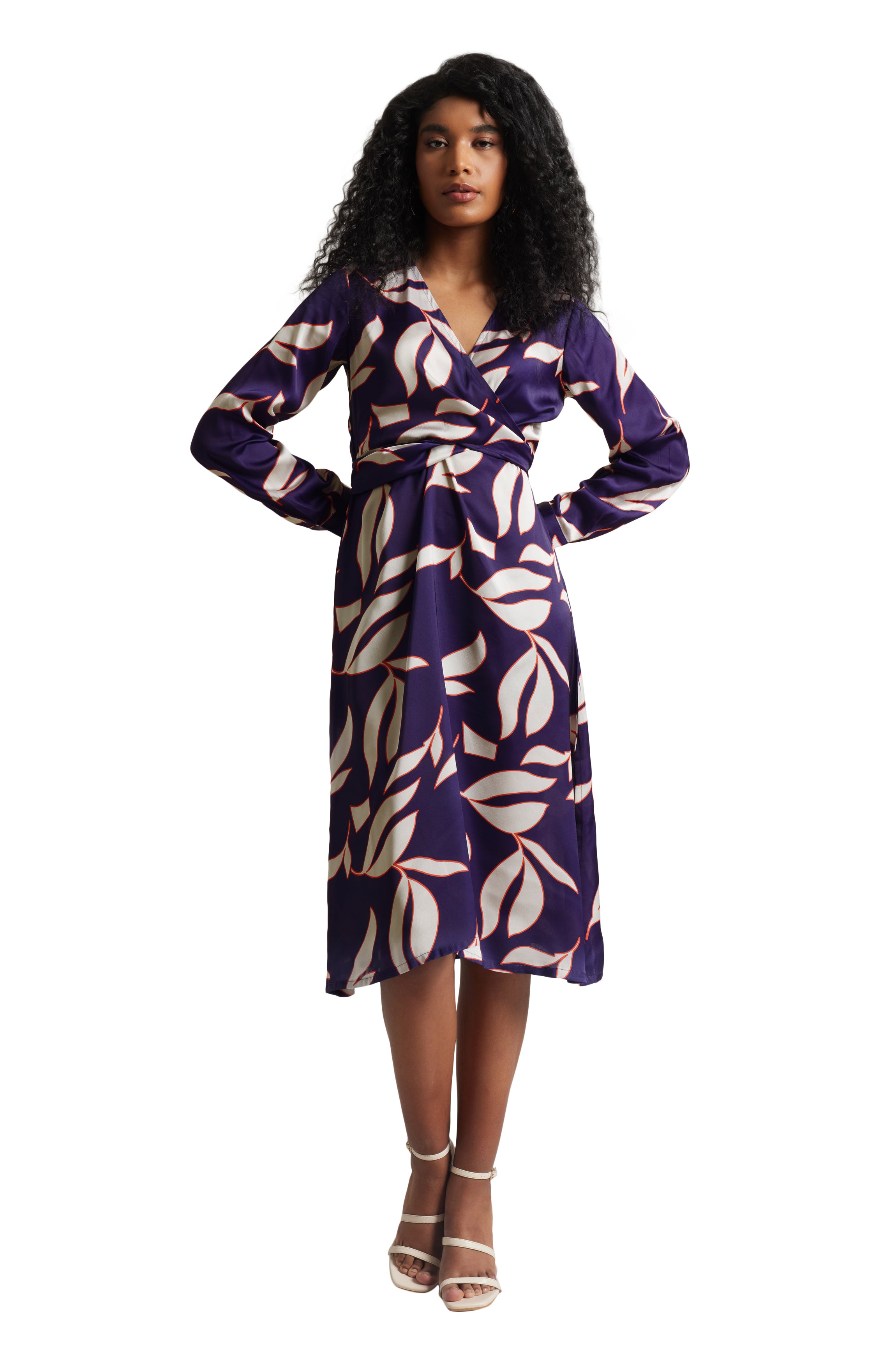 satin abstract dress Women's Green Abstract Print Satin Ombre Print Cowl Neck Maxi Dress
