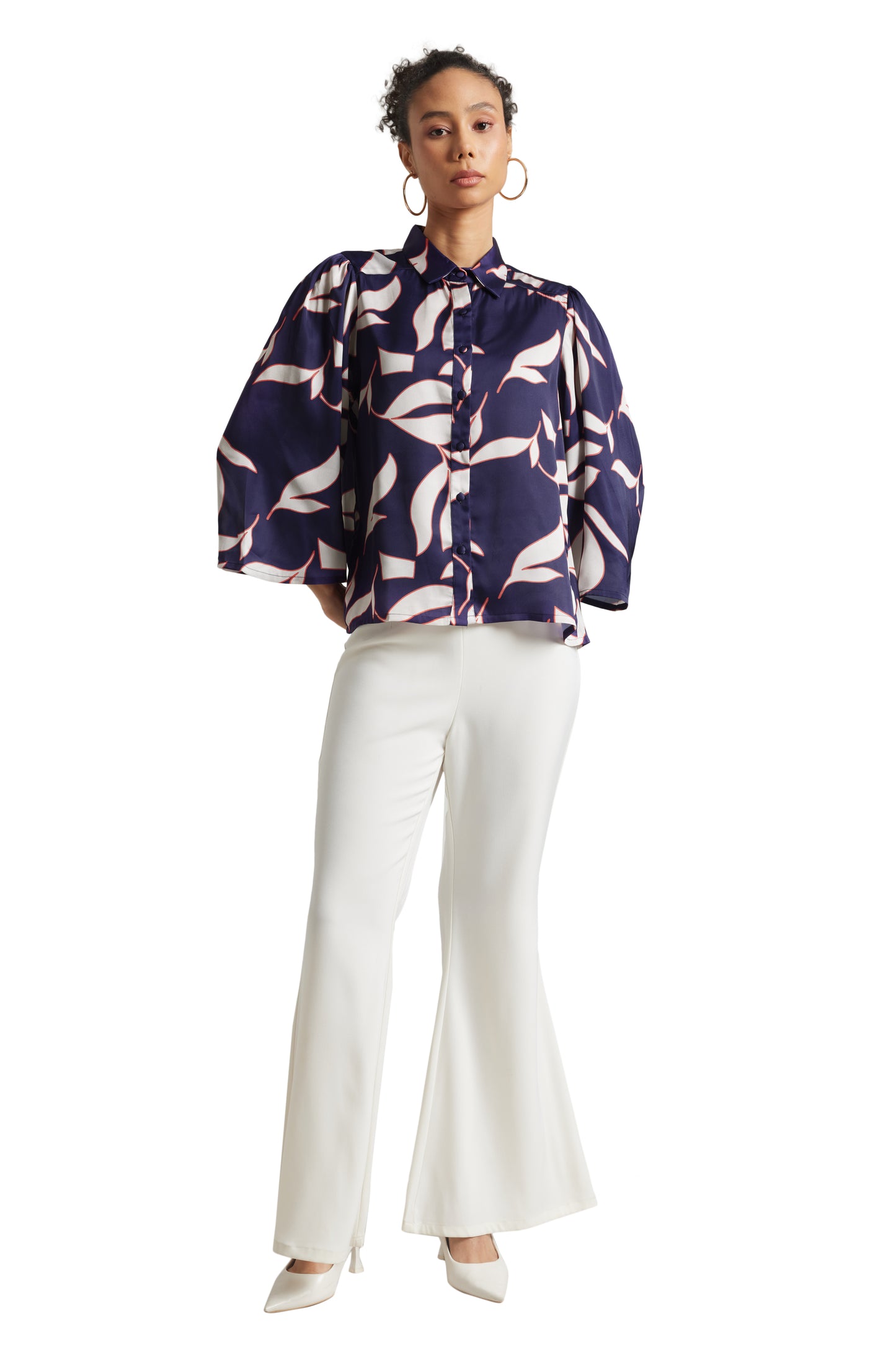 Zaccai Women's Purple Satin Abstract Top - Distacart