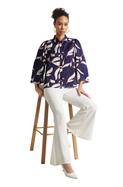 Zaccai Women's Purple Satin Abstract Top - Distacart