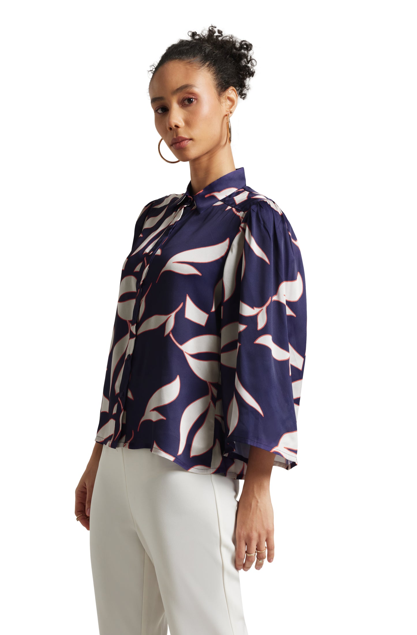 Zaccai Women's Purple Satin Abstract Top - Distacart