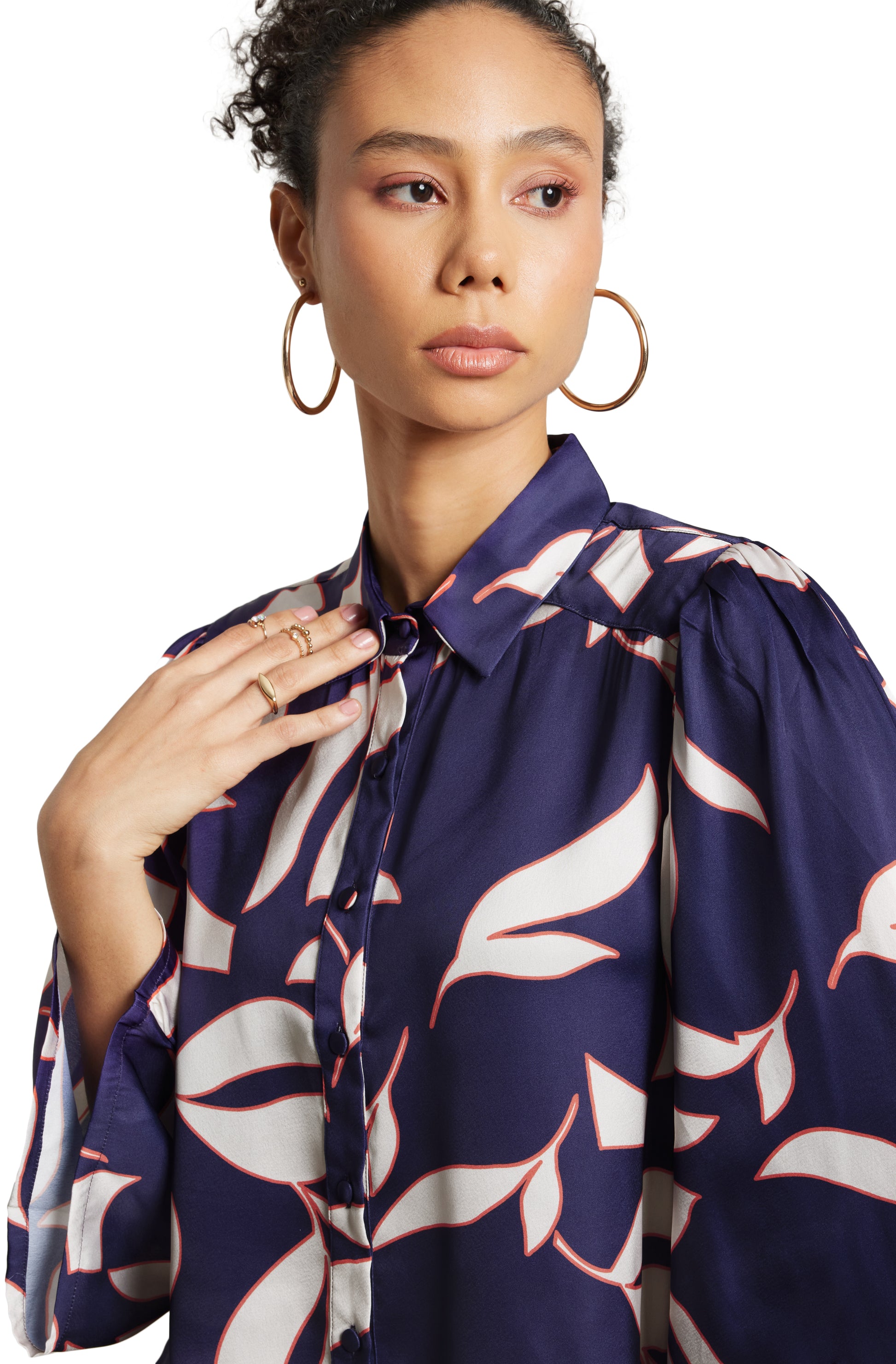 Zaccai Women's Purple Satin Abstract Top - Distacart