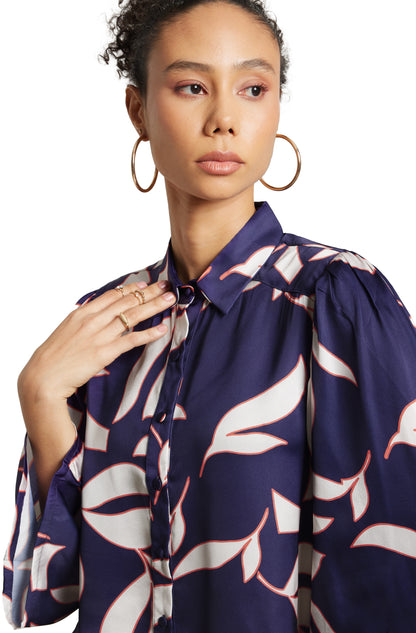 Zaccai Women's Purple Satin Abstract Top - Distacart