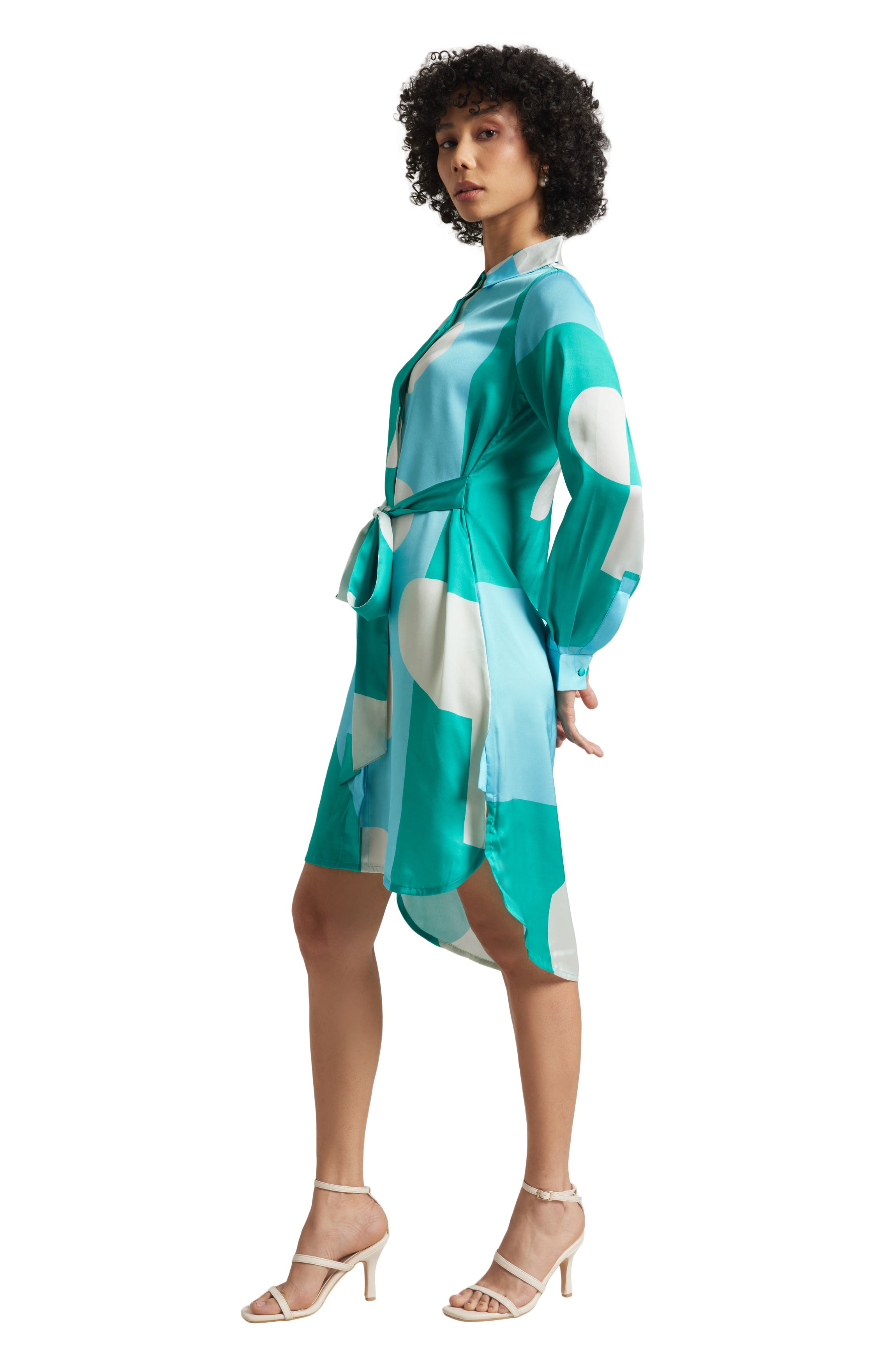 Zaccai Women's Mint Satin Abstract Dress - Distacart