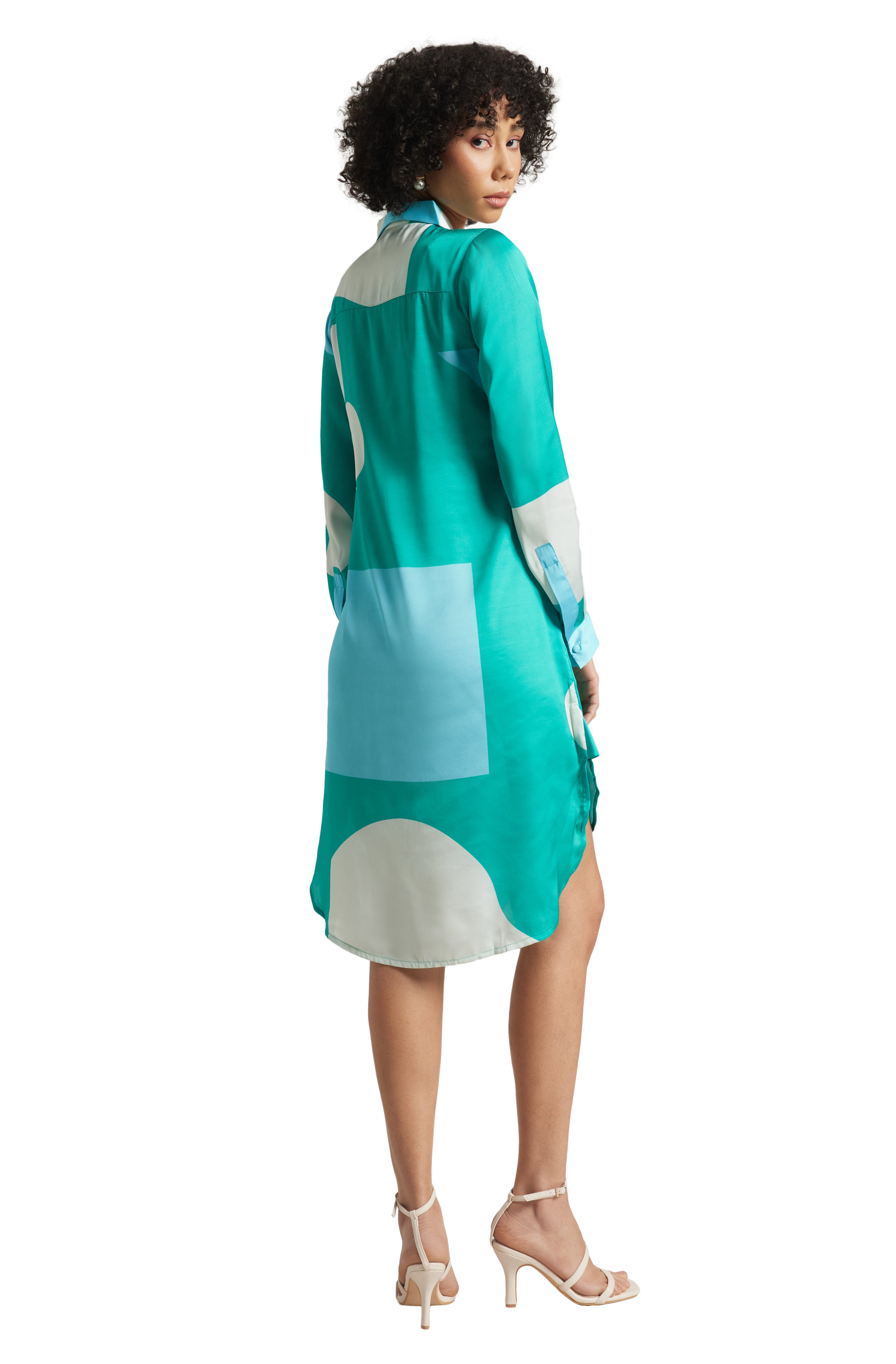 Zaccai Women's Mint Satin Abstract Dress - Distacart