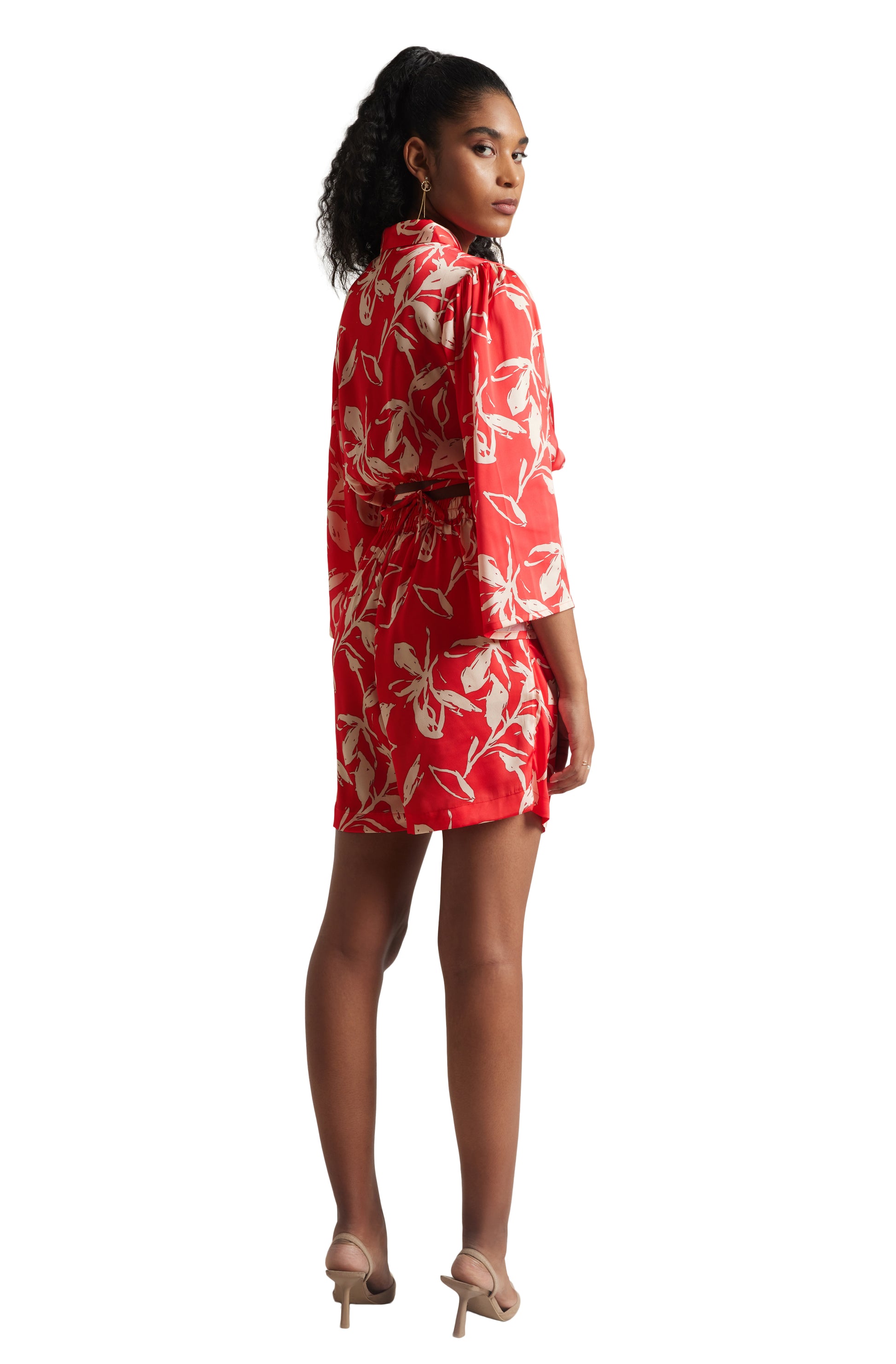Zaccai Women's Red Satin Abstract Co-ord Set - Distacart