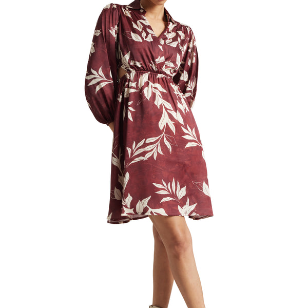 Zaccai Women's Brown Satin Abstract Dress - Distacart