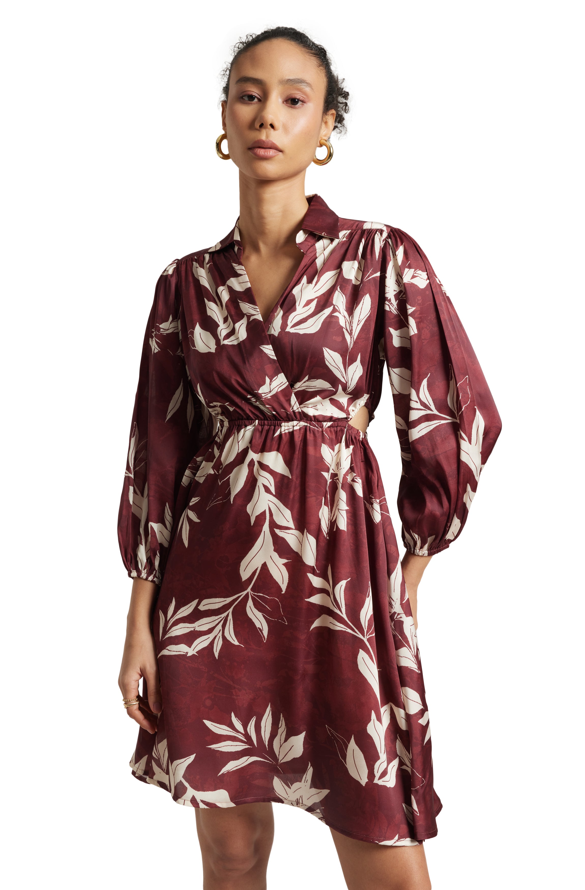 Zaccai Women's Brown Satin Abstract Dress - Distacart