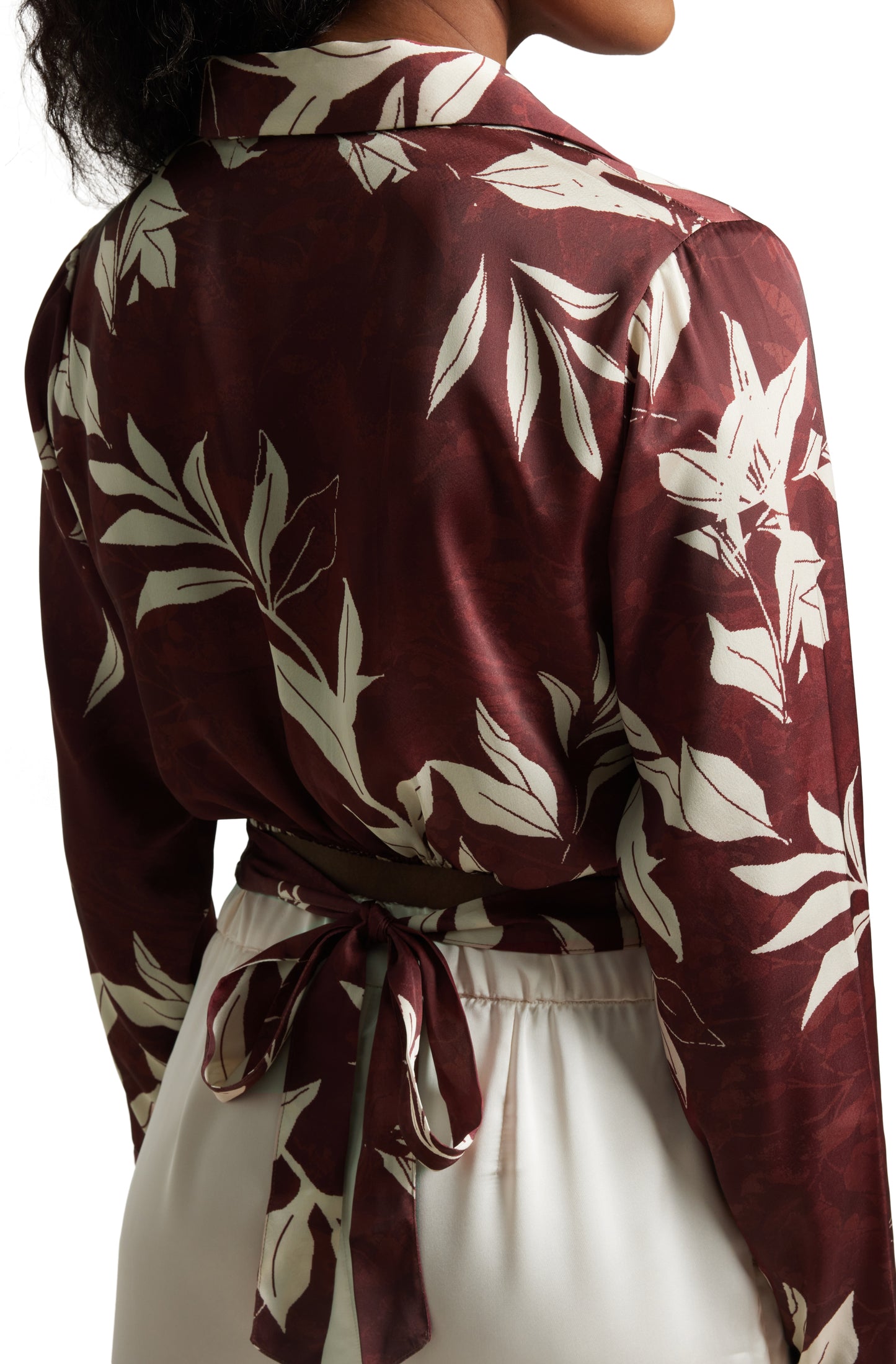 Zaccai Women's Brown Satin Abstract Top - Distacart