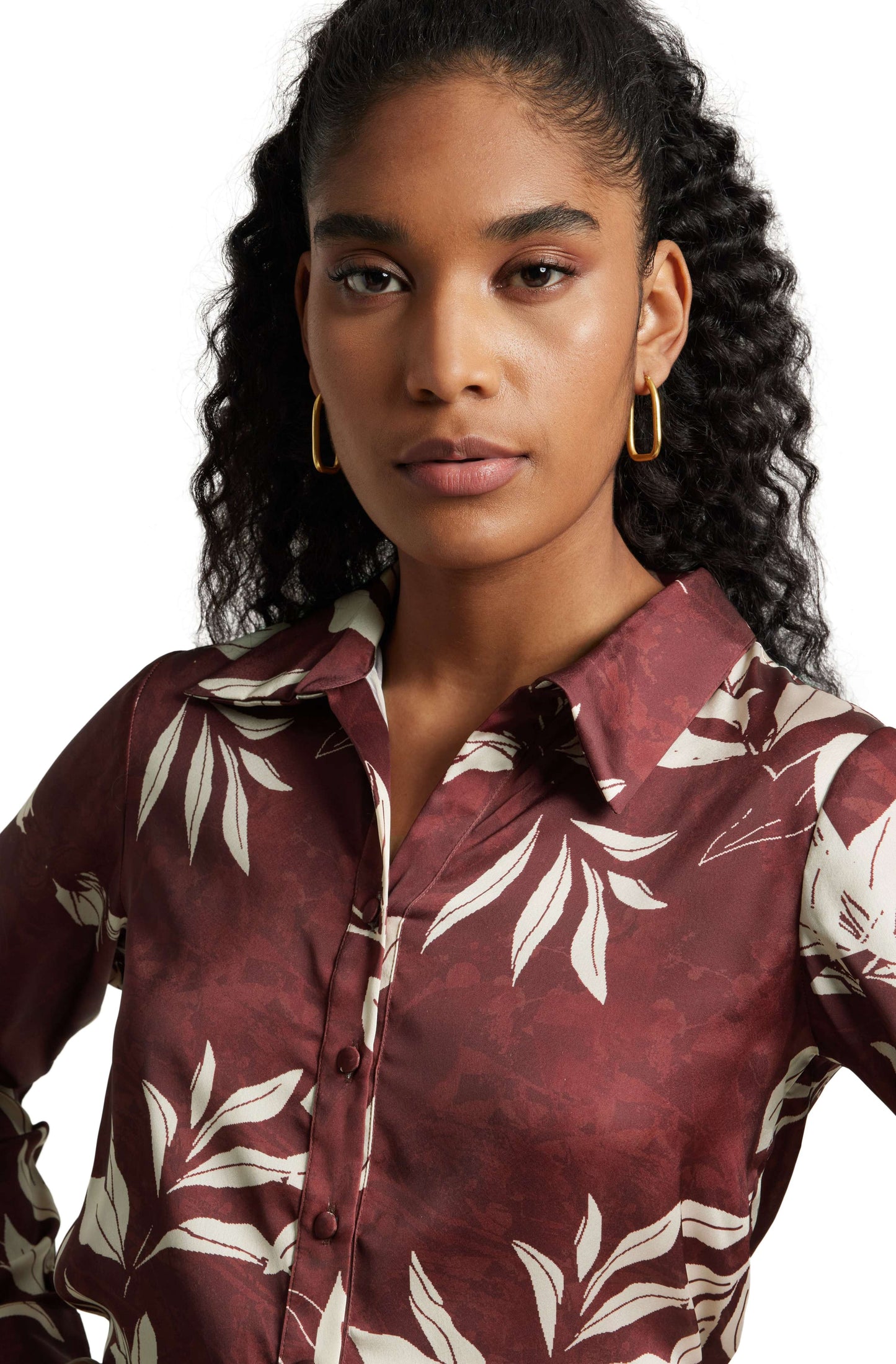 Zaccai Women's Brown Satin Abstract Top - Distacart