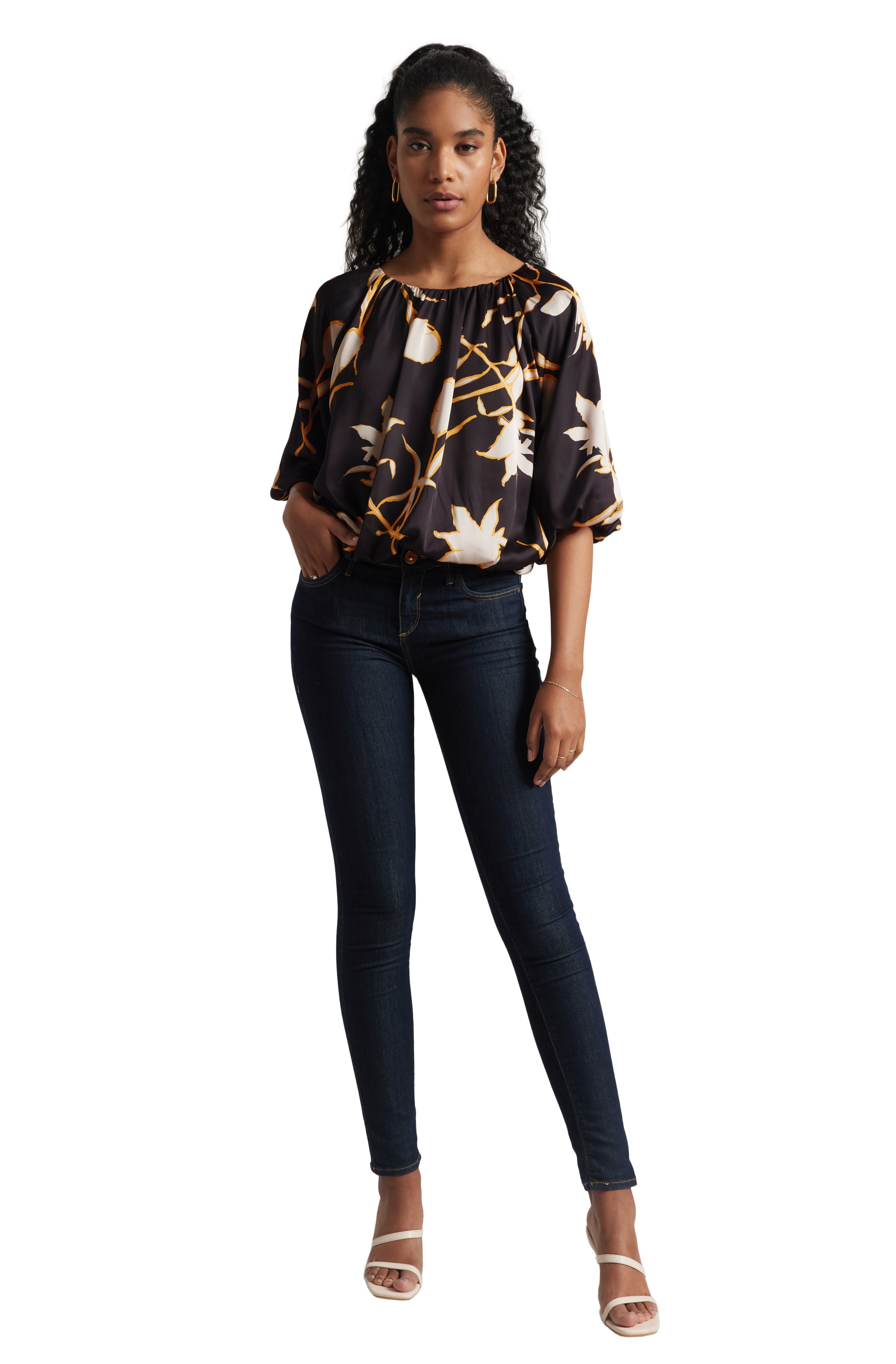 Zaccai Women's Black Satin Abstract Top - Distacart