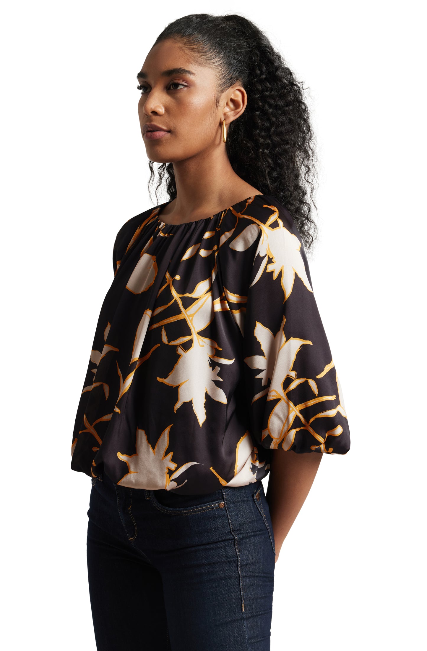 Zaccai Women's Black Satin Abstract Top - Distacart