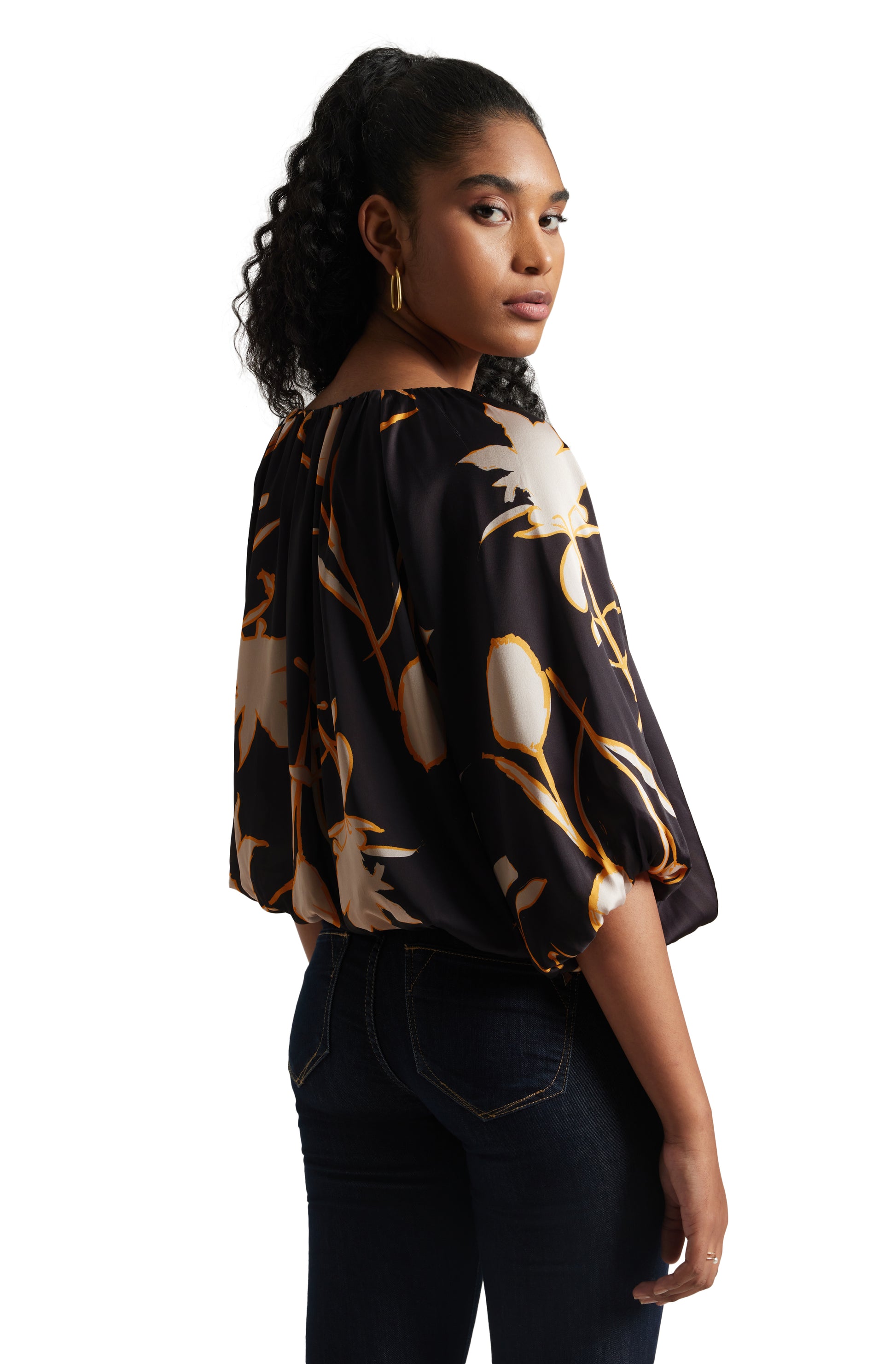 Zaccai Women's Black Satin Abstract Top - Distacart