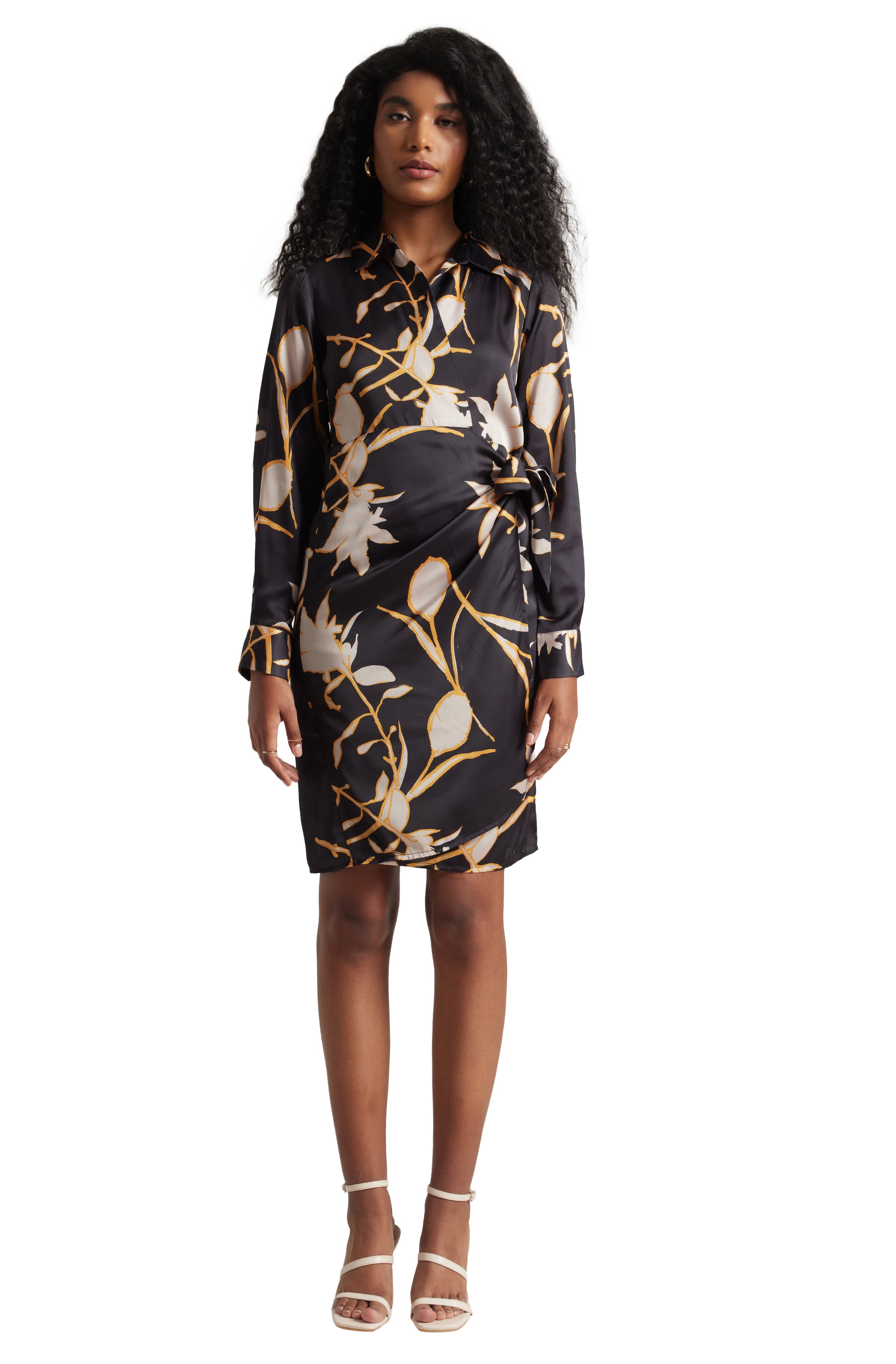 Zaccai Women's Black Satin Abstract Dress - Distacart