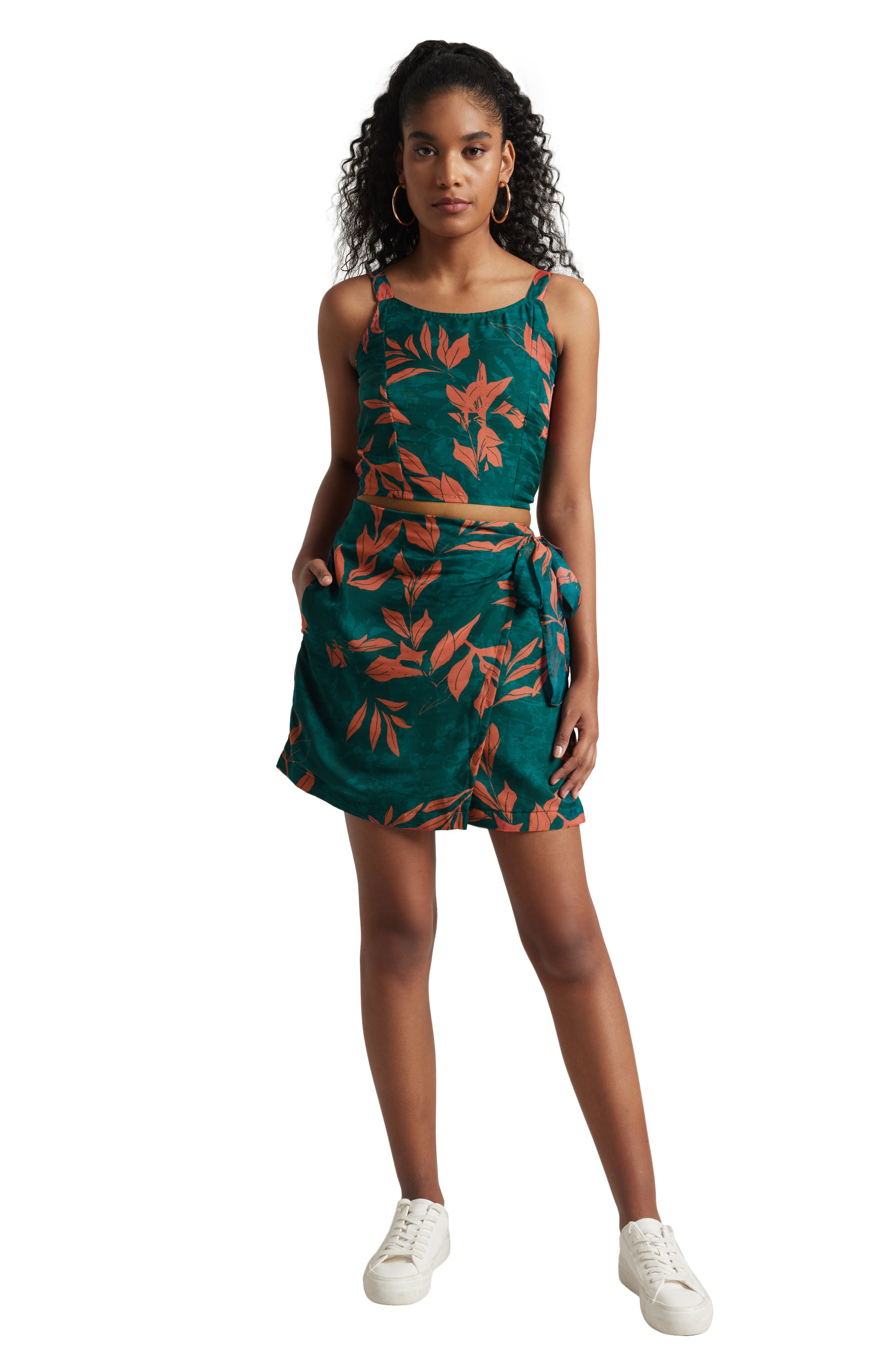 Zaccai Women's Teal Green Organza Abstract Co-ord Set - Distacart