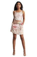 Thumbnail for Zaccai Women's Beige Organza Floral Co-ord Set - Distacart