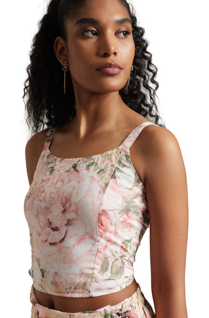 Zaccai Women's Beige Organza Floral Co-ord Set - Distacart