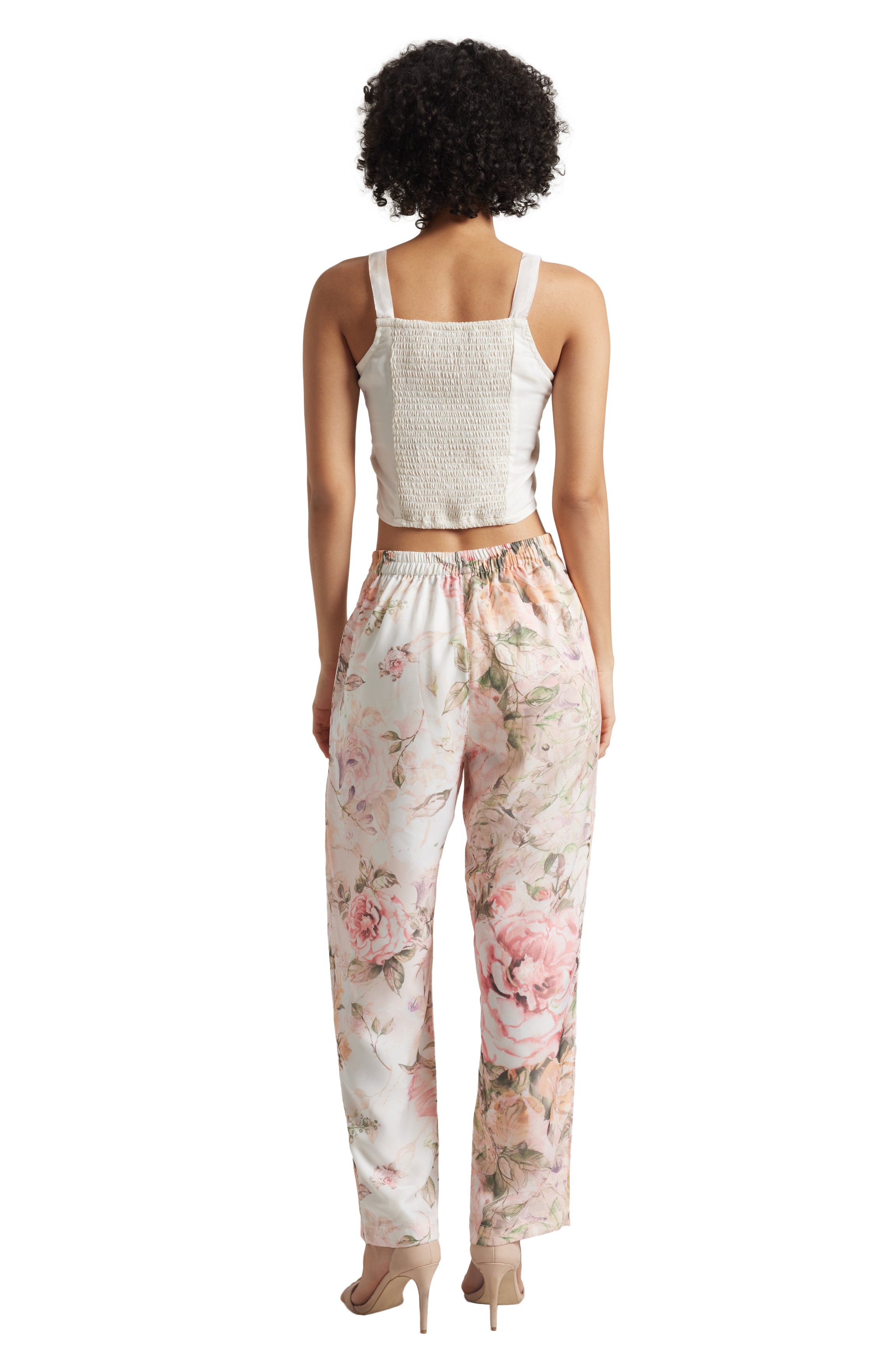 Zaccai Women's Beige Organza Floral Co-ord Set - Distacart