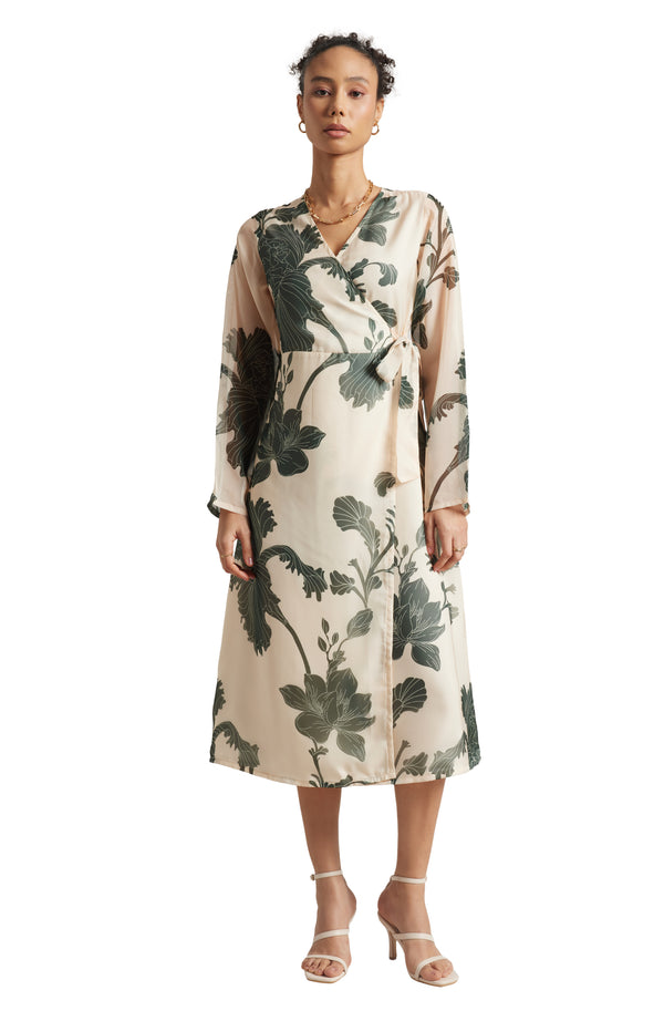 Zaccai Women's Cream Organza Floral Dress - Distacart