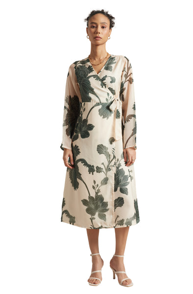 Zaccai Women's Cream Organza Floral Dress - Distacart