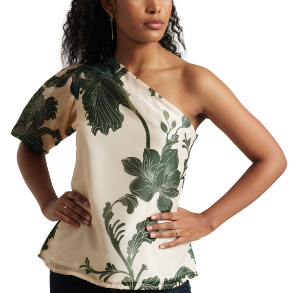 Zaccai Women's Cream Organza Floral Top - Distacart