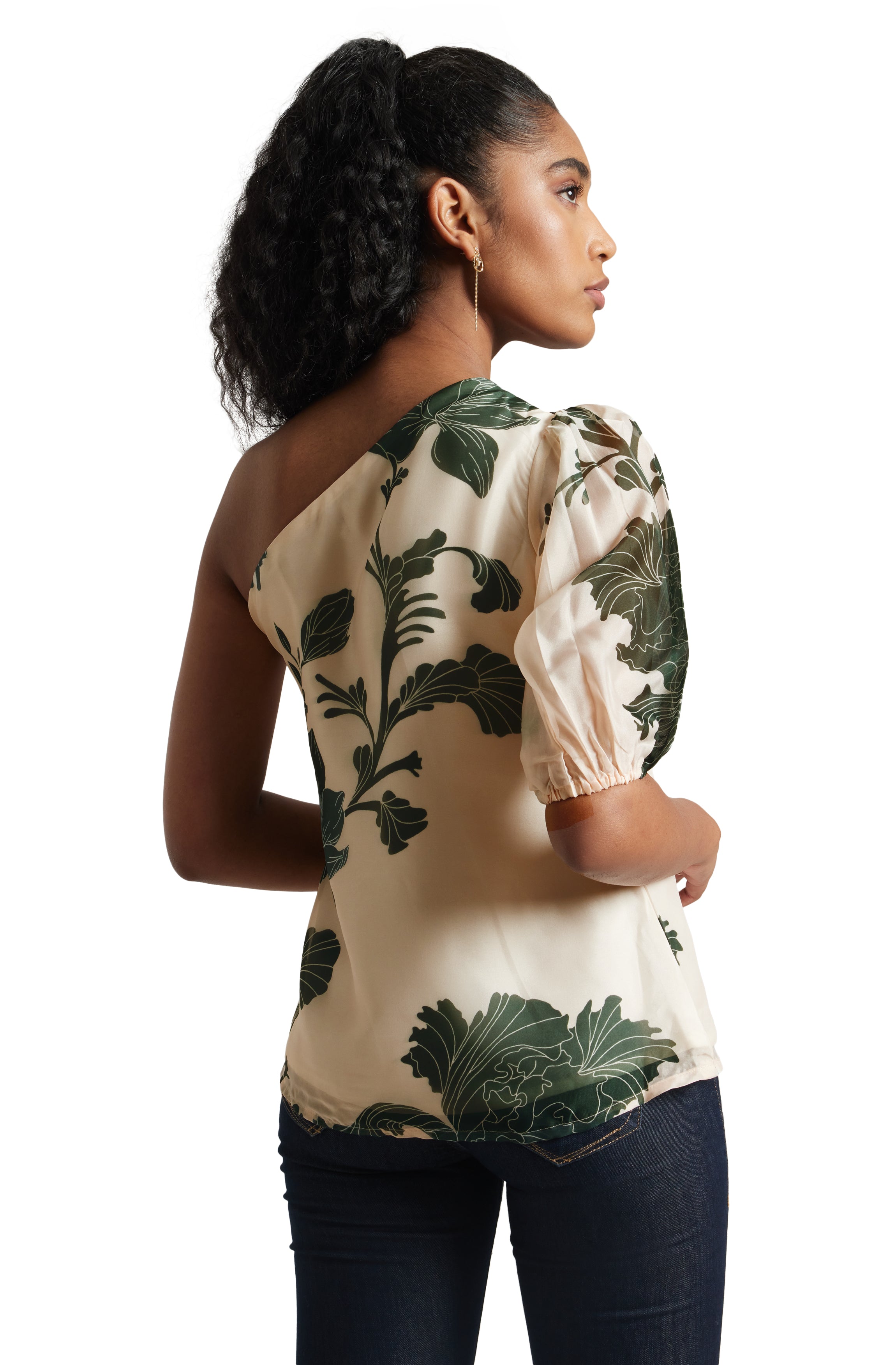 Zaccai Women's Cream Organza Floral Top - Distacart