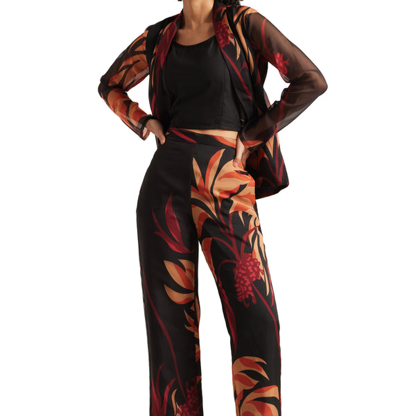 Zaccai Women's Black Organza Abstract Co-ord Set - Distacart