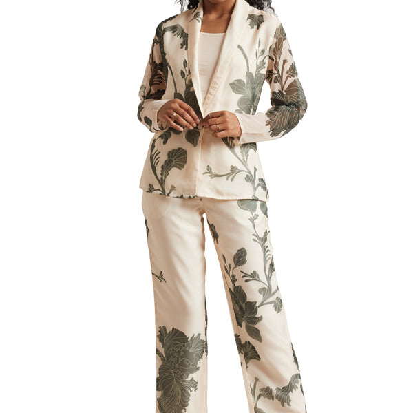 Zaccai Women's Cream Organza Floral Co-ord Set - Distacart