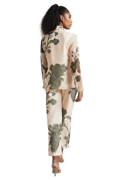 Zaccai Women's Cream Organza Floral Co-ord Set - Distacart