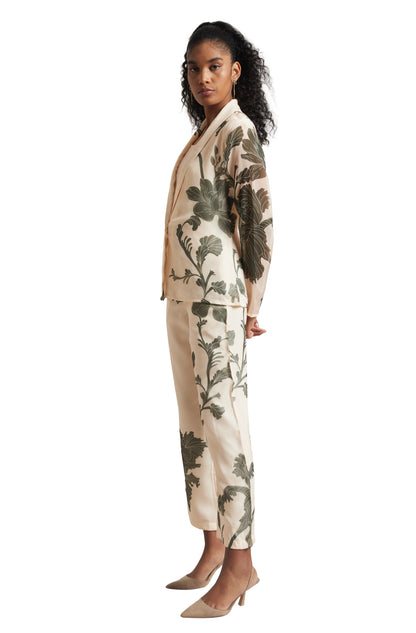 Zaccai Women's Cream Organza Floral Co-ord Set - Distacart