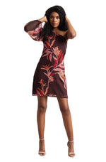 Thumbnail for Zaccai Women's Wine Organza Floral Dress - Distacart