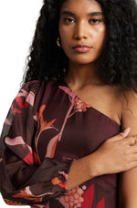 Thumbnail for Zaccai Women's Wine Organza Floral Dress - Distacart