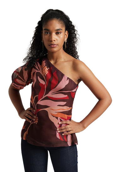 Zaccai Women's Wine Organza Floral Top - Distacart