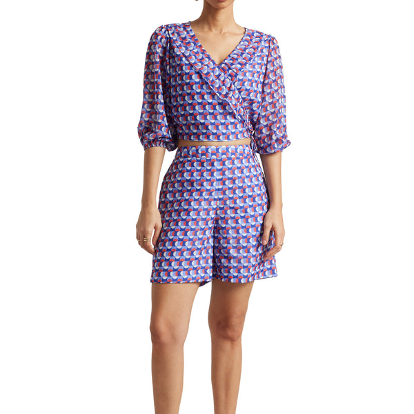 Zaccai Women's Purple Georgette Geometric Co-ord Set - Distacart