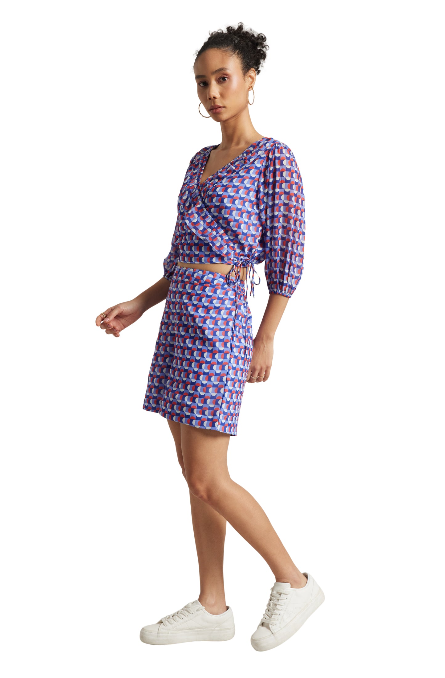 Zaccai Women's Purple Georgette Geometric Co-ord Set - Distacart