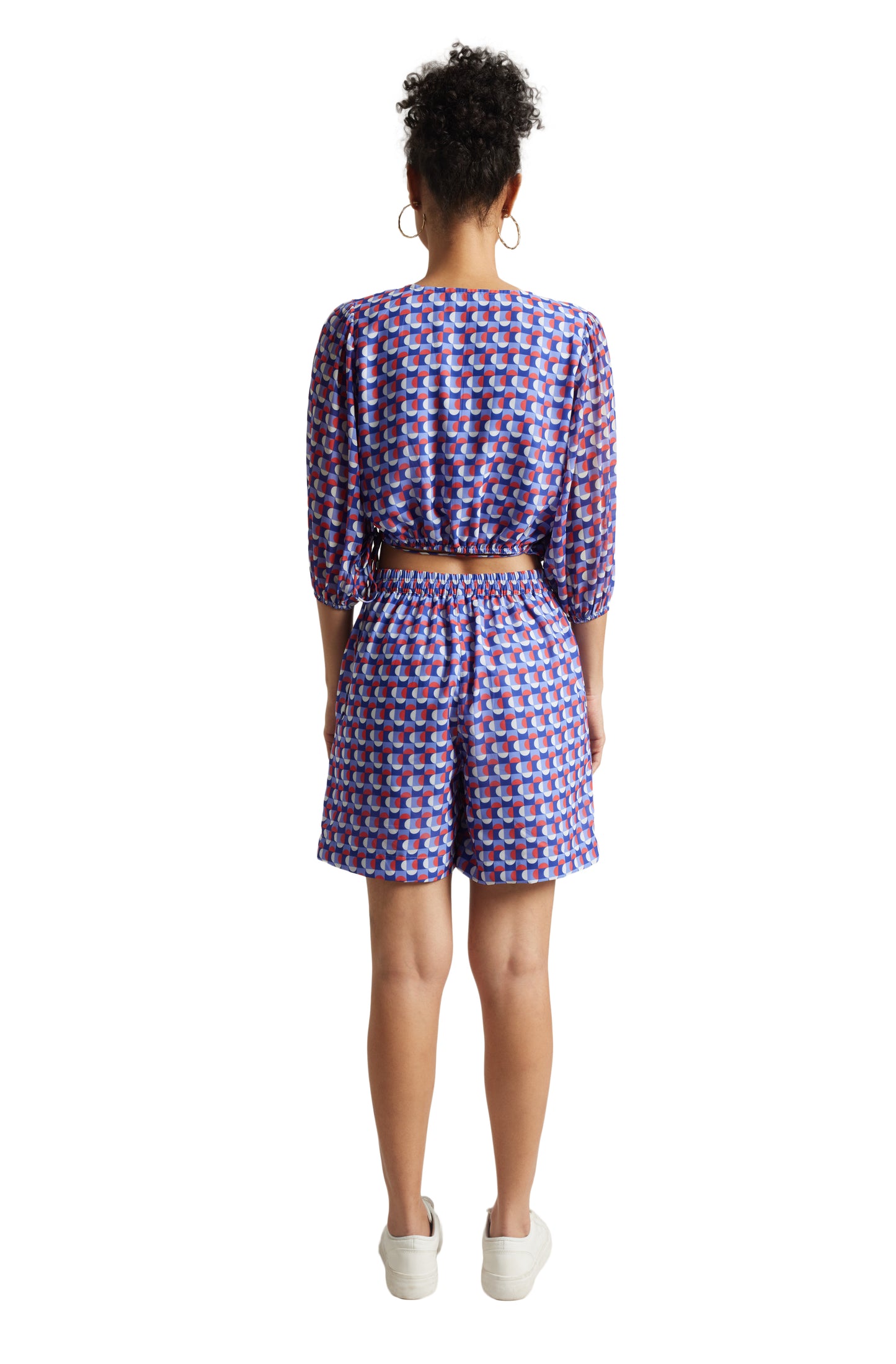 Zaccai Women's Purple Georgette Geometric Co-ord Set - Distacart