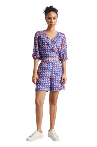 Zaccai Women's Purple Georgette Geometric Co-ord Set - Distacart