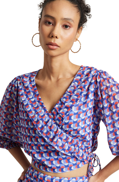Zaccai Women's Purple Georgette Geometric Co-ord Set - Distacart