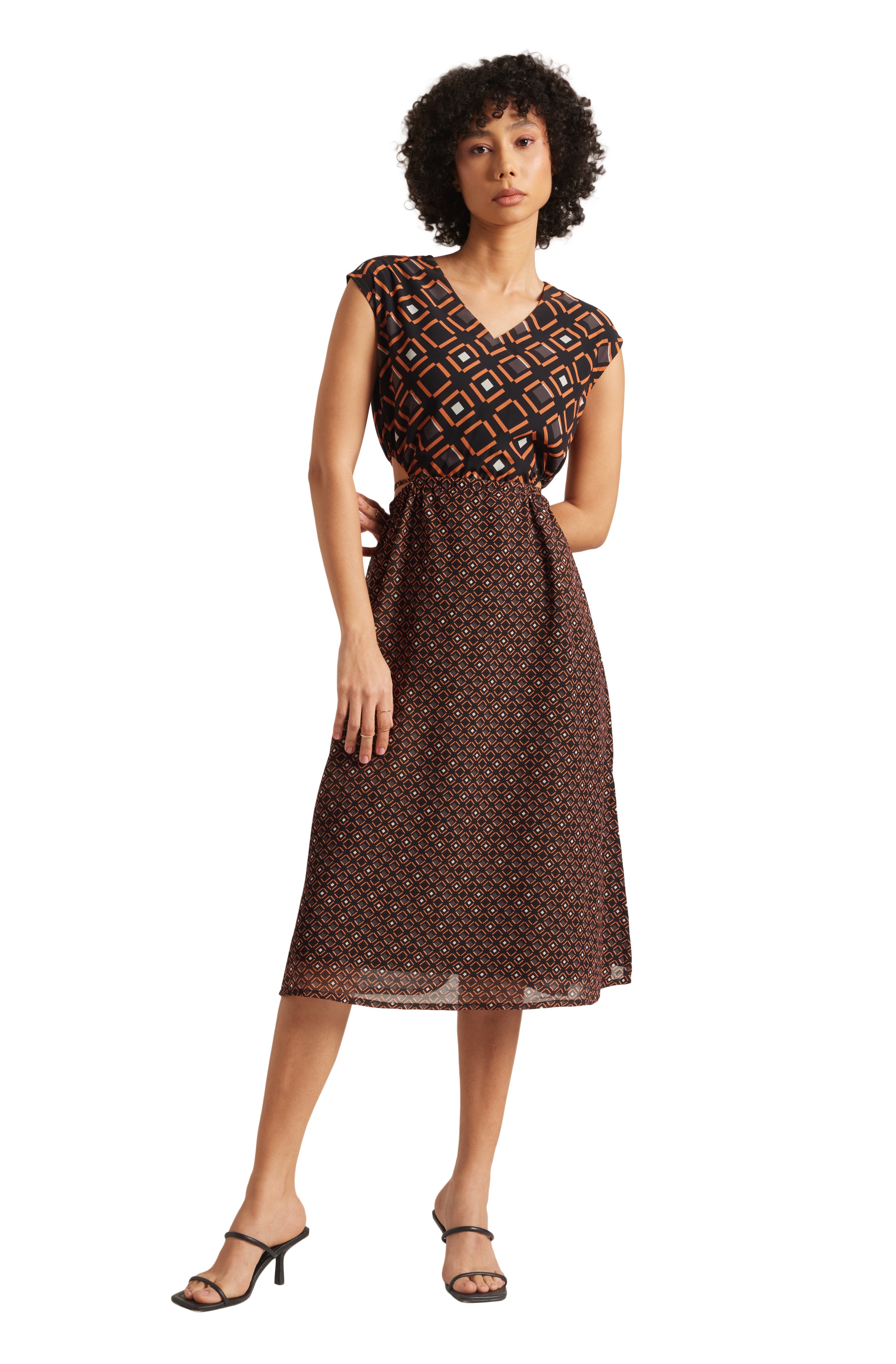 Zaccai Women's Black Georgette Geometric Dress - Distacart