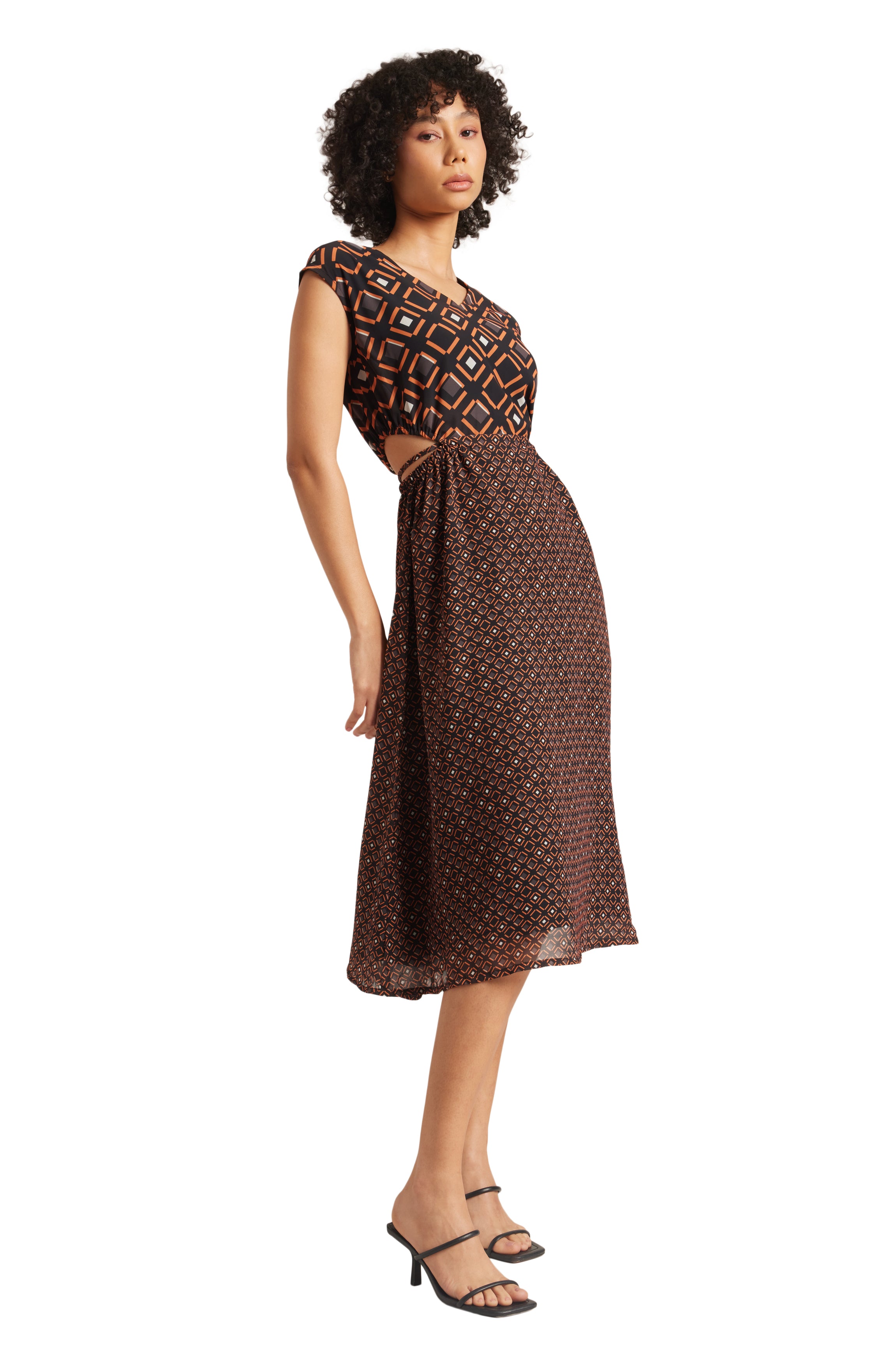 Zaccai Women's Black Georgette Geometric Dress - Distacart