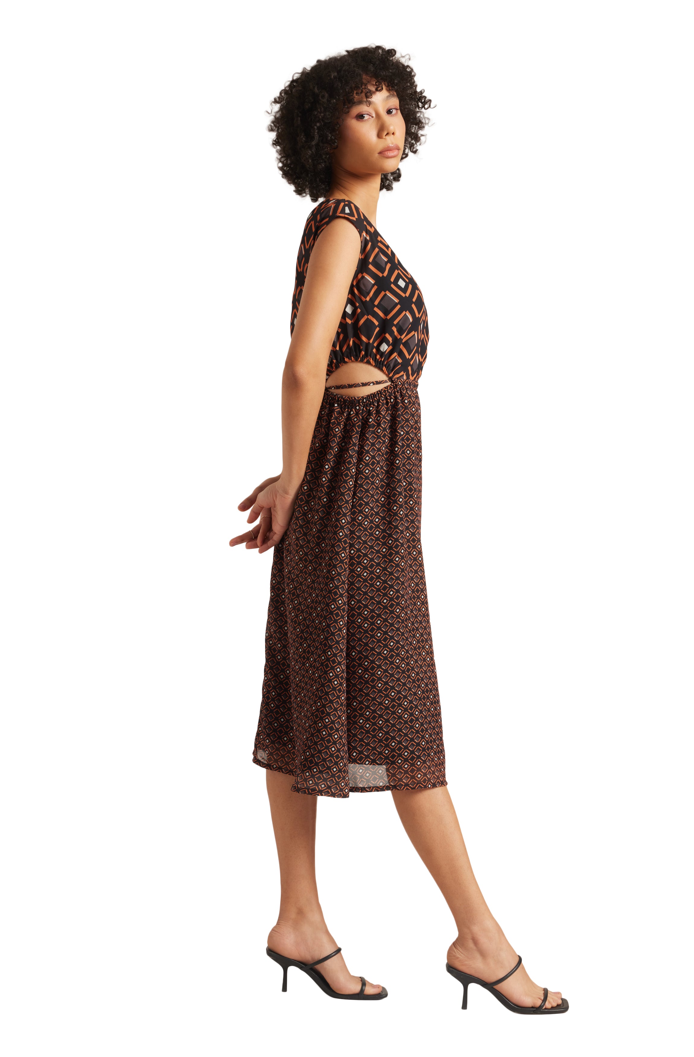 Zaccai Women's Black Georgette Geometric Dress - Distacart