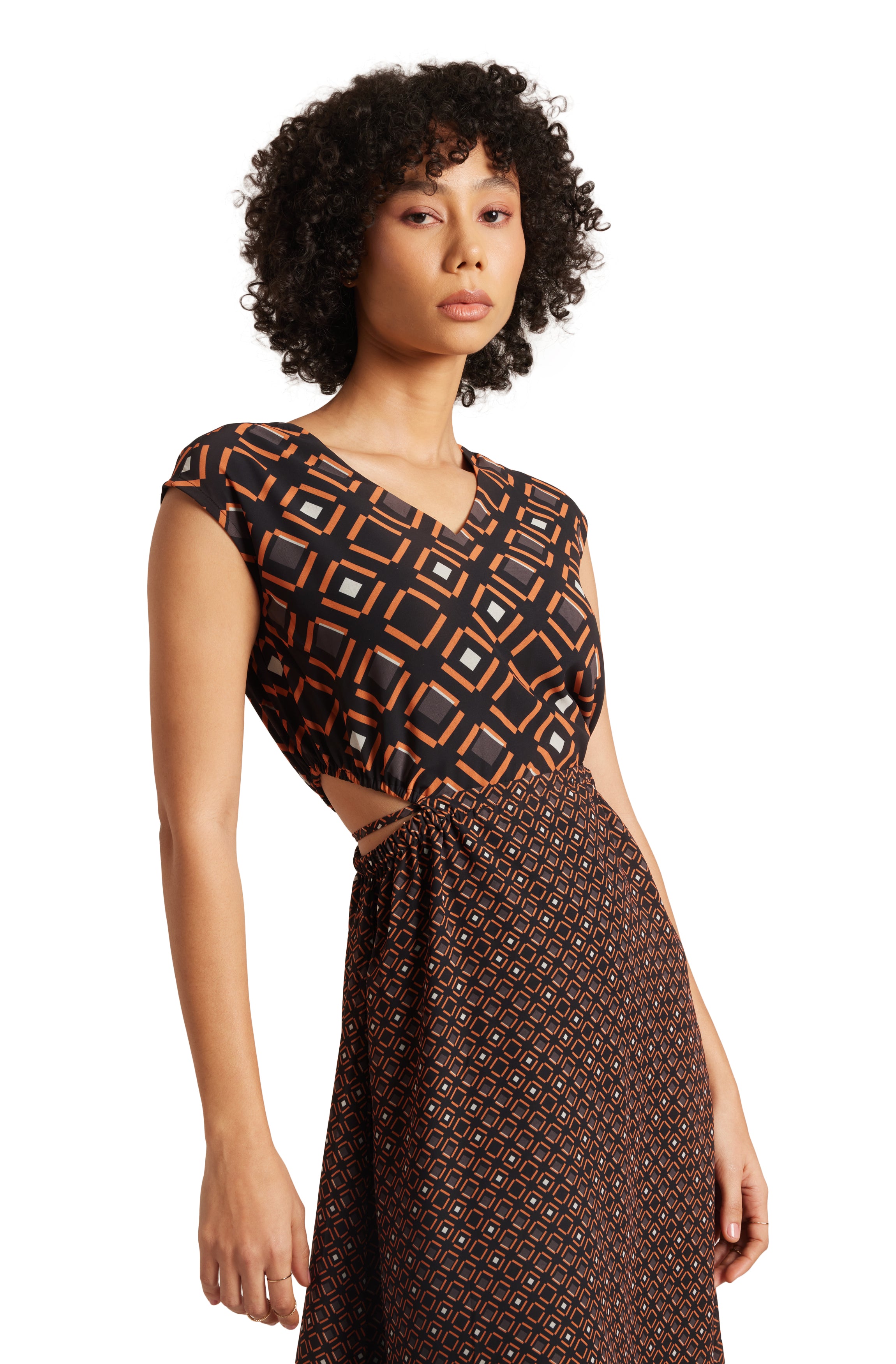 Zaccai Women's Black Georgette Geometric Dress - Distacart