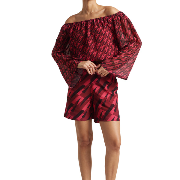 Zaccai Women's Pink Georgette Geometric Co-ord Set - Distacart