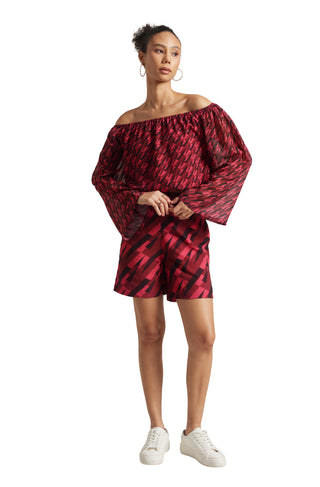 Zaccai Women's Pink Georgette Geometric Co-ord Set - Distacart