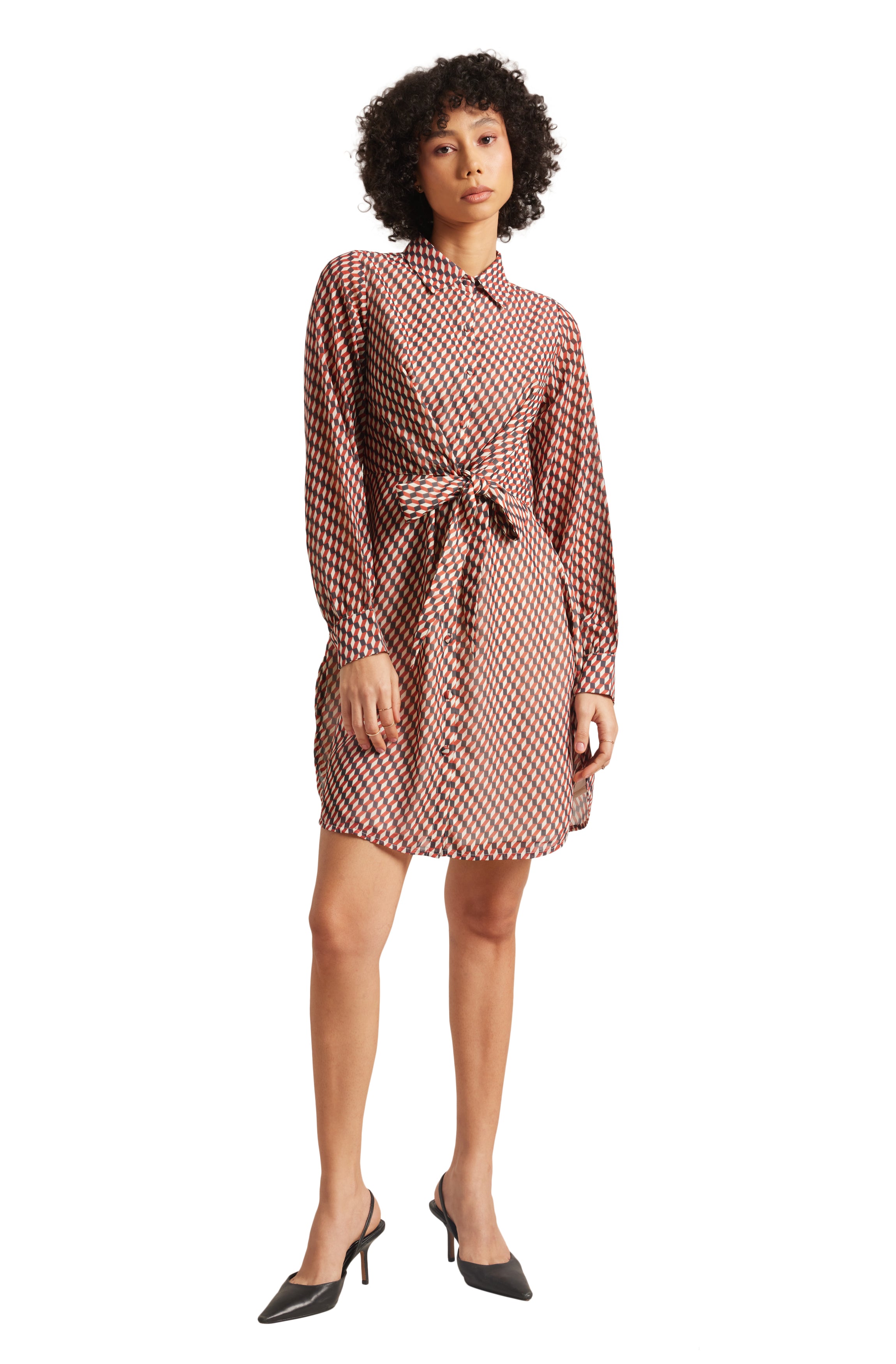 Zaccai Women's Brown Georgette Geometric Dress - Distacart