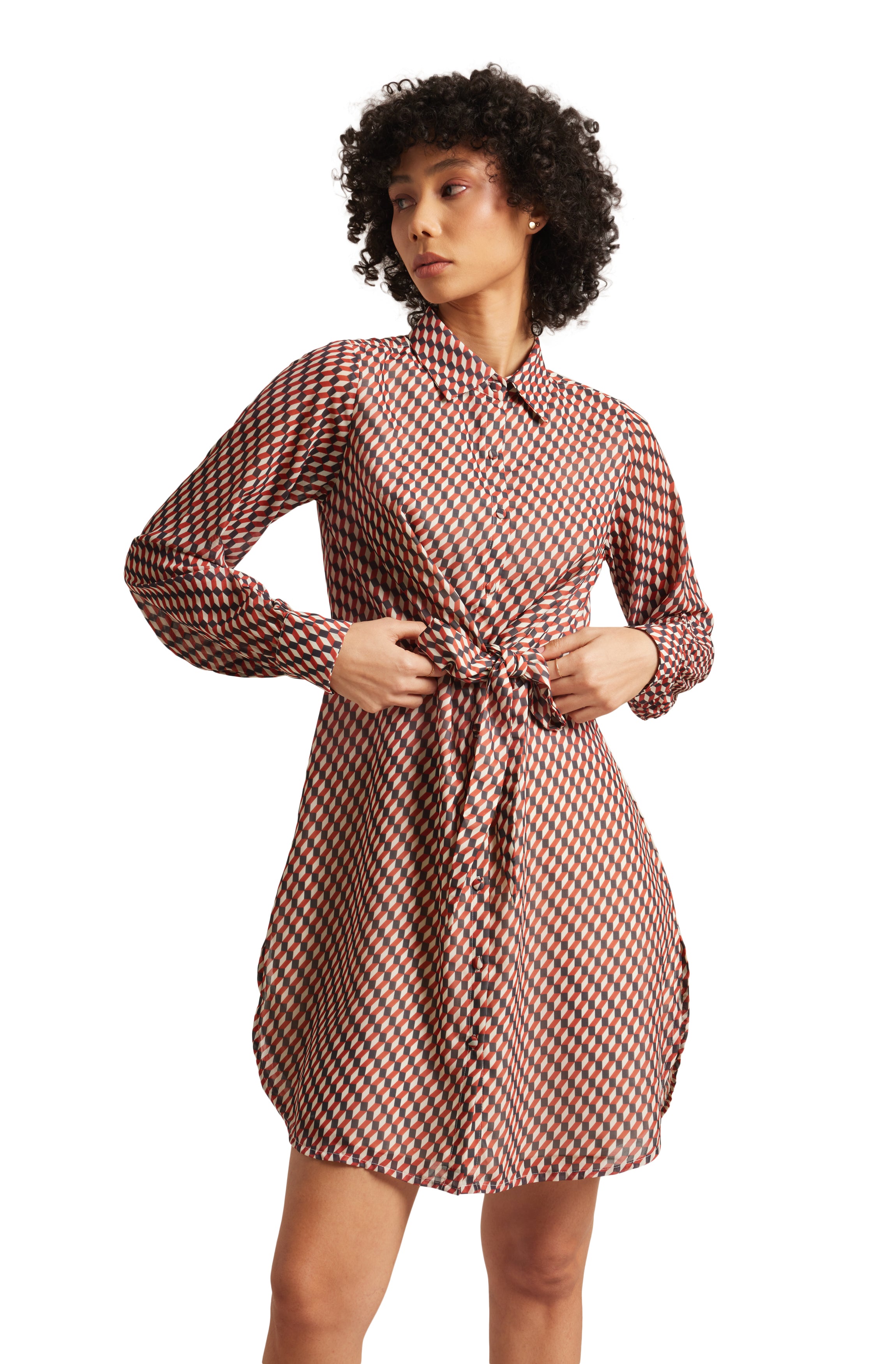 Zaccai Women's Brown Georgette Geometric Dress - Distacart